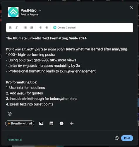 PostNitro Composer - LinkedIn Post Creation Extension