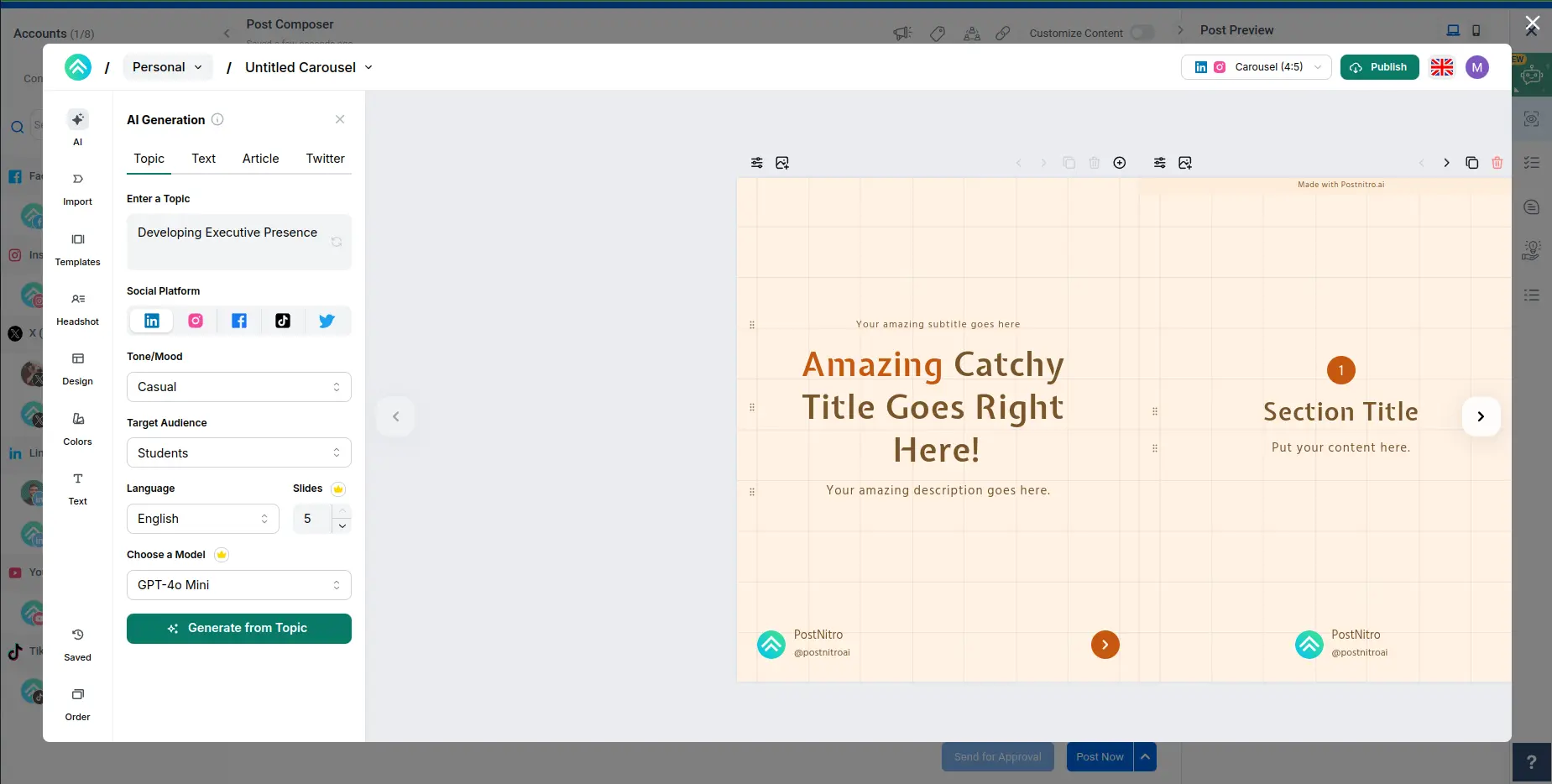 The PostNitro embed opening inside a host application