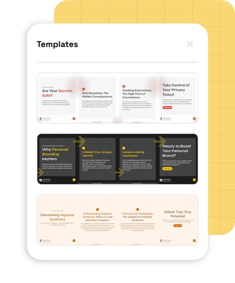 Social carousel example for pinterest